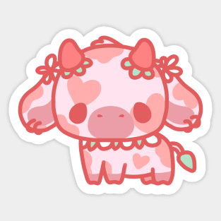 fluffy strawberry cow Sticker